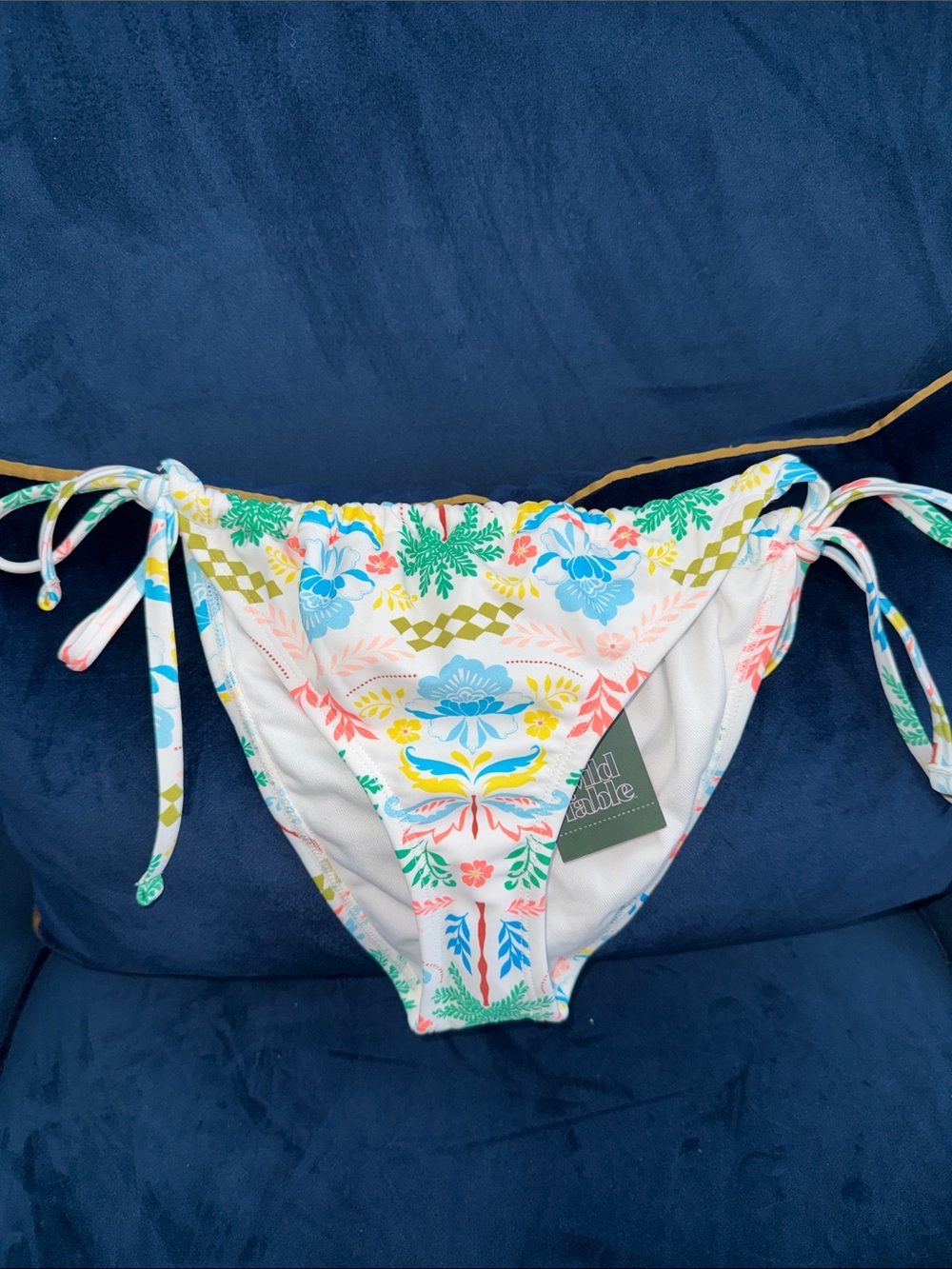 wild fable White Floral Tie-Side Bikini Bottoms with Multicolor Print - NWT